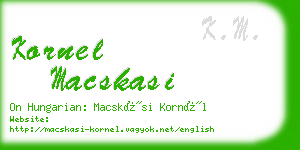 kornel macskasi business card